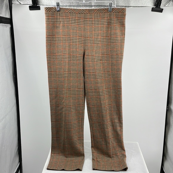Vintage Devon brown orange Houndstooth High Waist Pants Measurements - Picture 1 of 7